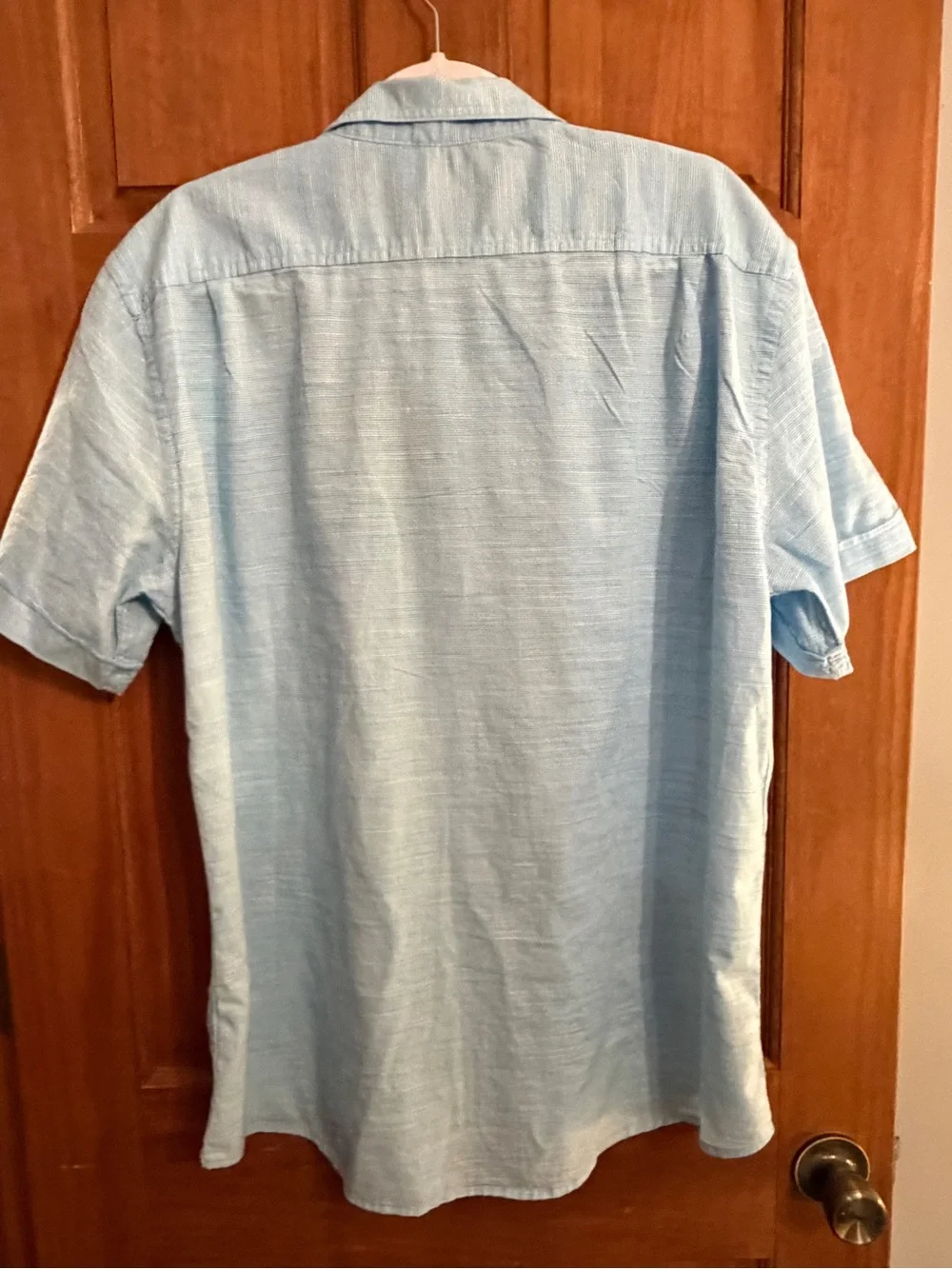 IZOD Saltwater Mens Shirt Blue/ White Fine Stripe Short Sleeve Cotton Size XXL
